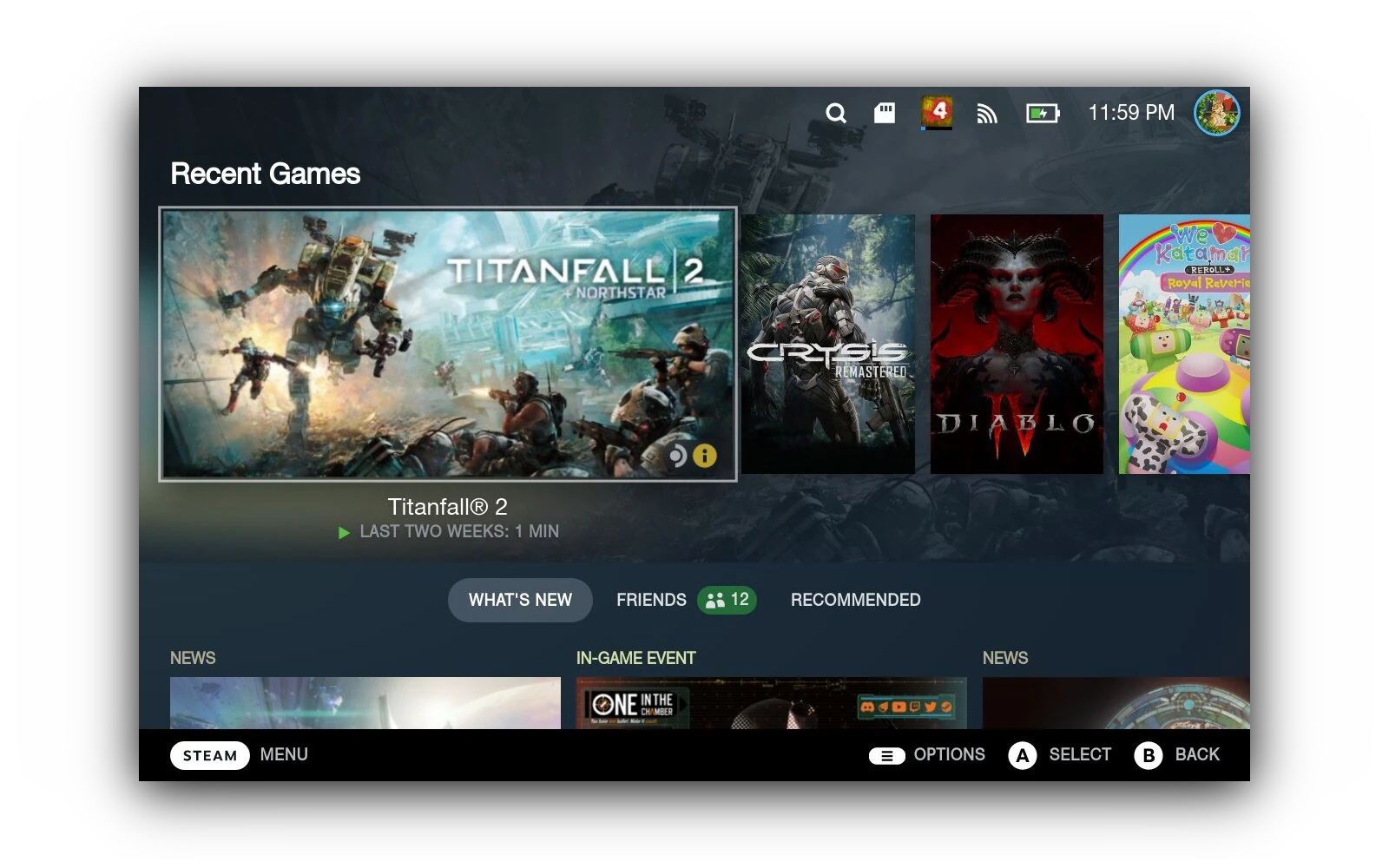 Steam game mode screenshot